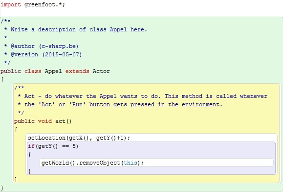 Figuur 12.7: Code klasse Appel