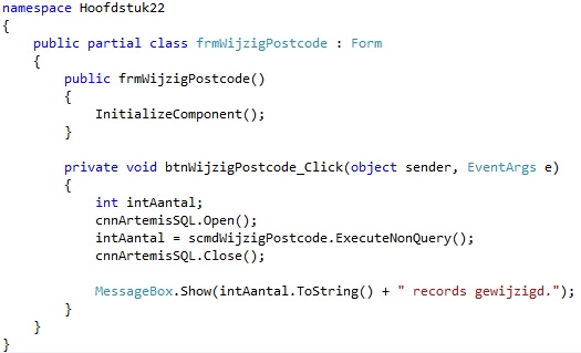 Figuur 22.14 Connected toegang: Programmeercode