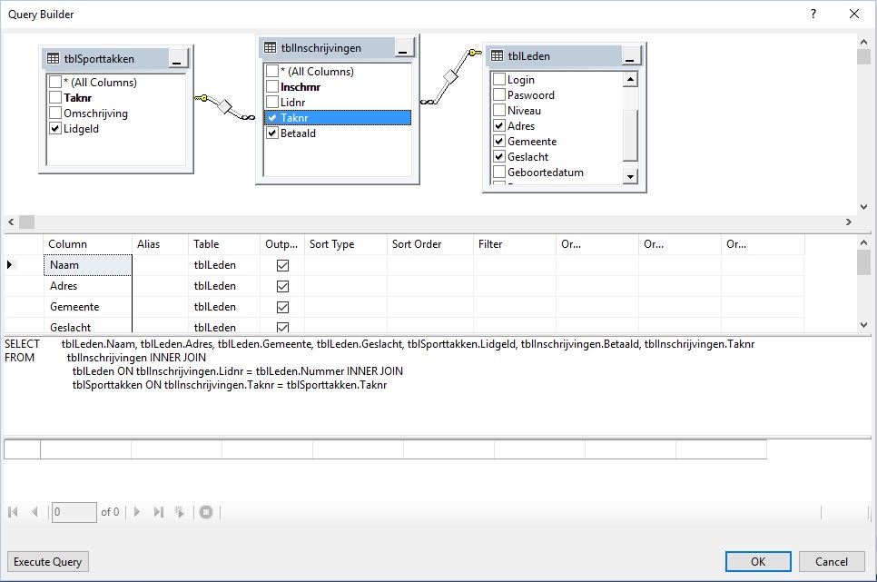 Oplossing oefening 27-11: Query builder DataList